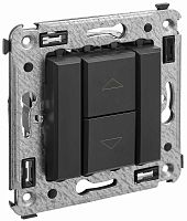 Выключатель жалюзи без фиксации без рамки DKC Avanti 2-кл. черный матовый картинка